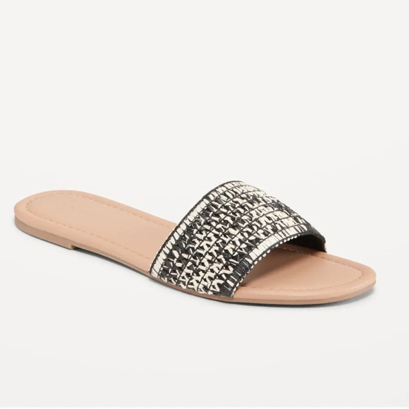 OLD NAVY Raffia Slide Sandals in Black Marl - Picture 1 of 10